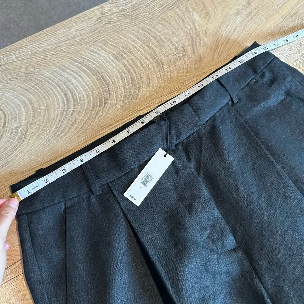 Banana Republic Women's Lina Straight Linen Pant Black 12 882876